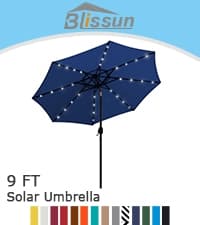 Blissun 9' Outdoor Patio Umbrella, Outdoor Table Umbrella, Yard Umbrella, Market Umbrella with 8 Sturdy Ribs, Push Button Tilt and Crank