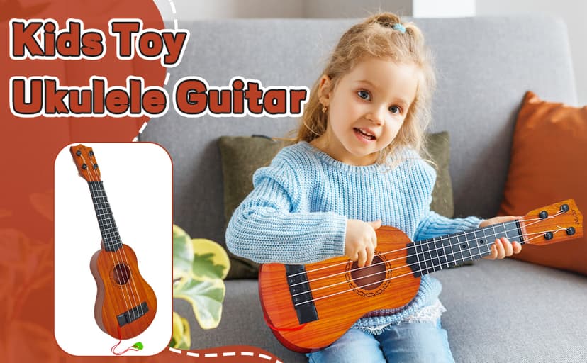 Kids Toy Ukulele Guitar,17 Inch Classical Guitar Musical Toy,4 Strings Guitar Ukulele Educational Learning Toy for Toddlers and Preschoolers