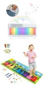 FOKI Floor Piano Mat for Toddlers, Baby Kid Sensory Educational Dancing Keyboard Carpet Animal Sounds Blanket Touch Playmat Musical Mats Birthday Toddler Toys for 1 2 3 4 5 Year Old Boy Girl Gifts