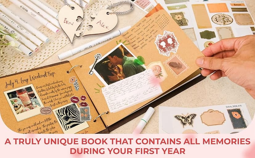 1 Year Anniversary Boyfriend Gifts - One Year Anniversary Dating Gifts For Her Girlfriend, First Paper Anniversary For Him Men, 1 Year Anniversary Scrapbook, 1st Anniversary Wedding Gift