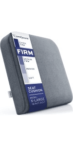 ComfySure Seat Cushion Extra Large - Firm Memory Foam Chair Pad for Recliner, Wheelchair, Office Chair, Stadium, Bleacher, Car, Floor, Patio Furniture, Bariatric Overweight Users 19”x17”x3”