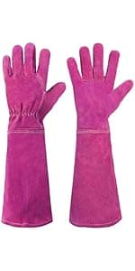 HANDLANDY Rose Pruning Gloves for Men & Women, Long Thorn Proof Gardening Gloves, Breathable Pigskin Leather Gauntlet, Best Garden Gifts & Tools for Gardener