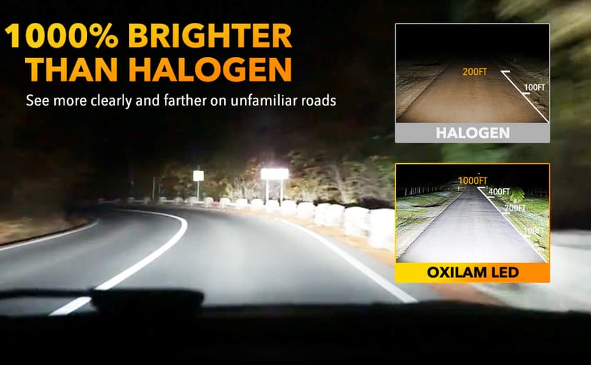 OXILAM H7 LED Light Bulb, 60000LM 10X Brighter 6500K White, Anti-Flicker, 60,000Hrs Lifespan, Plug and Play, H7 Fog Compatible with Cars Trucks SUVs, Pack of 2