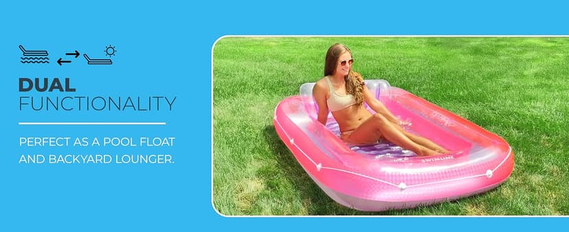 SWIMLINE Suntan Tub, Classic Inflatable Tanning Lounge Float with Adjustable Pillow, 71" Long - Outdoor Floating Lounger for Lake, River, Beach & Swimming Pool, Includes Rope Surround & Repair Patch