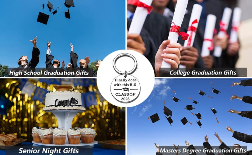 KINMES Funny College Graduation Gifts for Him Her 2025 College High School Master Degree Graduation Gifts, Senior Gift for Son Daughter Class of 2025 Keychain, Senior Night Gift for Graduate Friends