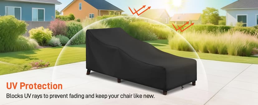 Arcedo Patio Chaise Lounge Cover Water Resistant, 2 Pack of Pool Lounge Chair Covers for Outside Stackable Cushions and Outdoor Furniture, 80" x 30" x 26" H, Black
