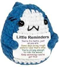 Cute Encouragement Gift for Coworker or Friend Women Men with Support Message Positive Animals Crochet Shark Gift – Mini Emotional Shark Plush B0D2J3GPLD