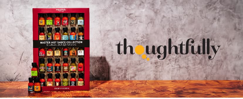 Thoughtfully Gourmet, Master Hot Sauce Collection Sampler Set, Flavors Include Garlic Herb, and More, Hot Sauce Gift, Set of 30