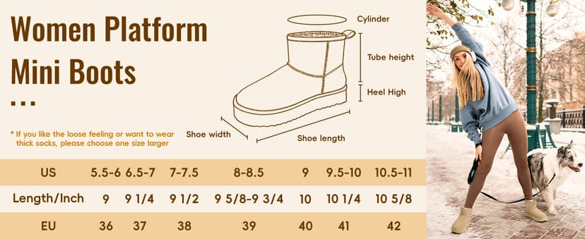 Litfun Suede Platform Mini Boots for Women Genuine Leather Fuzzy Ankle Winter Snow Boots with Fur Lined