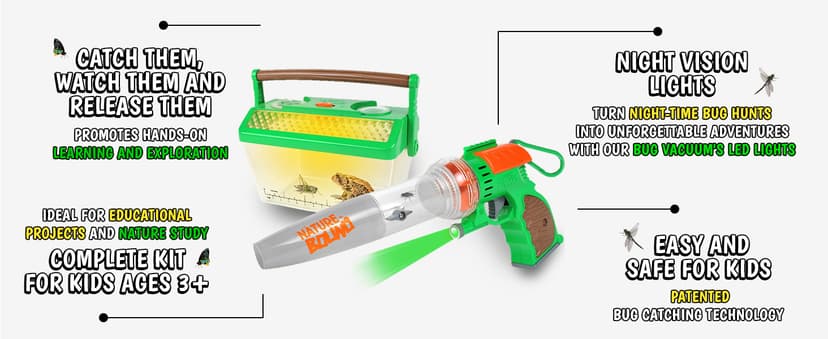 Nature Bound Bug Catcher Vacuum with Light Up Critter Habitat Case | Eco-Friendly Outdoor Toys for Kids | Includes Vacuum and Cage | Bug Vacuum for Kids Toy | Bug Catcher Vacuum