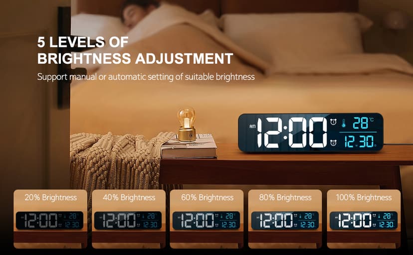 Hournor Digital Clock for Bedroom, Digital Wall Clock for Living Room Decor, Desk Table Clocks, Digital Clock Large Display, Bedroom Smart Alarm Clock for Office Blue