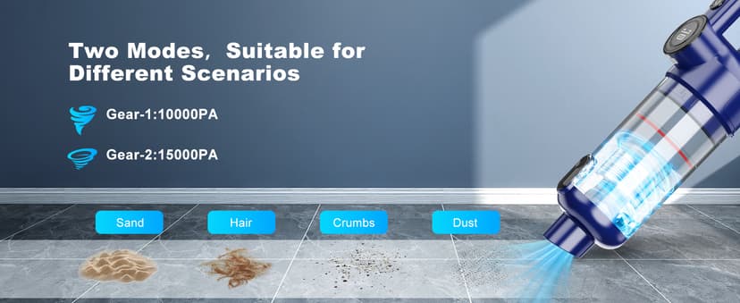 MONOZEL Handheld Vacuum Cordless - Car Vacuum Cleaner with Brushless Motor, 15kPa Powerful Suction Vacuum with LED Light, Type C Port, 2 Fliters, Portable Hand Vacuum for Home, Pet and Car