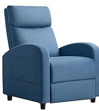 JUMMICO Recliner Chair Adjustable Home Theater Single Recliner Sofa Furniture with Thick Seat Cushion and Backrest Modern Living Room Recliners (Fabric, Aurora Grey)