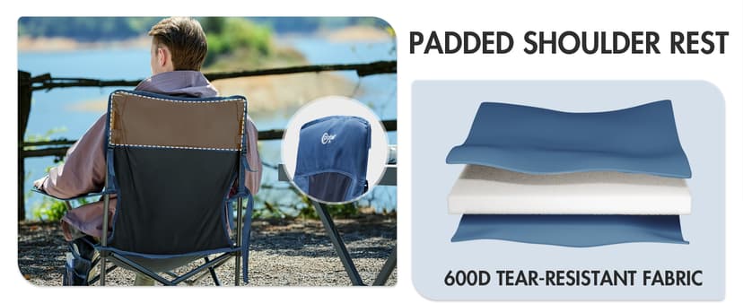 Portal Outdoor Rocking Chair Camping Folding Portable Rocker with Cup Holder Side Pocket Carry Bag, Support 350LBS (Midnight Blue)