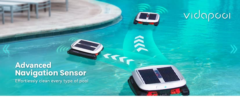 Solar Pool Skimmer Robot, Automatic Pool Surface Skimmer Cleaner, Dual Mode Solar Powered Pool Skimmer with Obstacle Avoidance, Day & Night Cleaning for All Swimming Pools-White