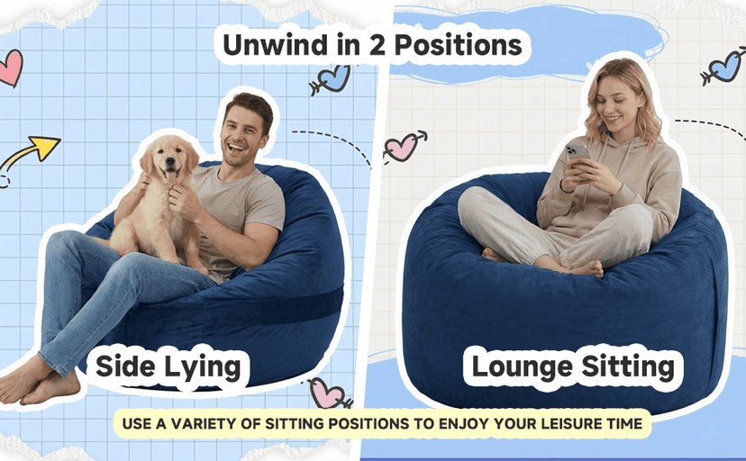 YuppieLife Large Foam Filled Bean Bag Chairs for Kids Teenagers Adults Living Room Gaming Relaxing 4F Machine Washable Lazy Sofa(Dark Grey