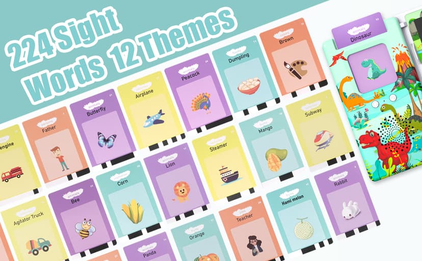 Talking Flash Cards with LCD Writing Tablet, Autism Sensory Toys for Autistic Children, Speech Therapy Toys, 224 Sight Words Educational Learning Toddler Toys for 3 4 5 6 Year Old