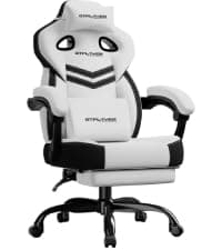 GTPLAYER Gaming Chairs for Adult - Ergonomic Big & Tall Gaming Seat with Footrest & Lumbar Support, Comfortable Office Chair 90-155° Reclining - Heavy Duty Wide Computer Seat, Bright Grey