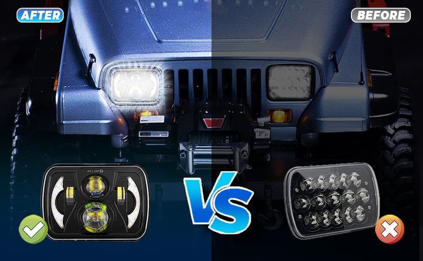 5x7 LED Headlight,JHLion Anti-glare H6054 5x7 7x6 Led Headlights,180W DOT Approved 600% Brighter w/DRL Amber Turn Signal Hi/Low Sealed Beam Compatible with Jeep Cherokee XJ Wrangler YJ GMC Comanche MJ