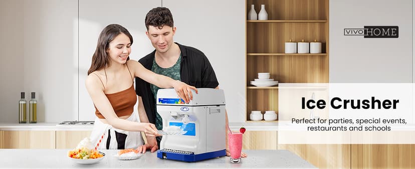 VIVOHOME Electric Ice Crusher Shaver Snow Cone Maker Machine 265lbs/hr for Home and Commercial Use Blue