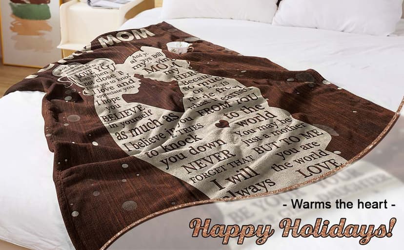 Gifts for Mom from Daughter, Mothers Day Birthday Gifts for Mom, Great Mother Gifts, Blanket Presents for Mother's Day, Christmas, Soft Cozy Flannel Custom Throw Blanket 60x50 Inches