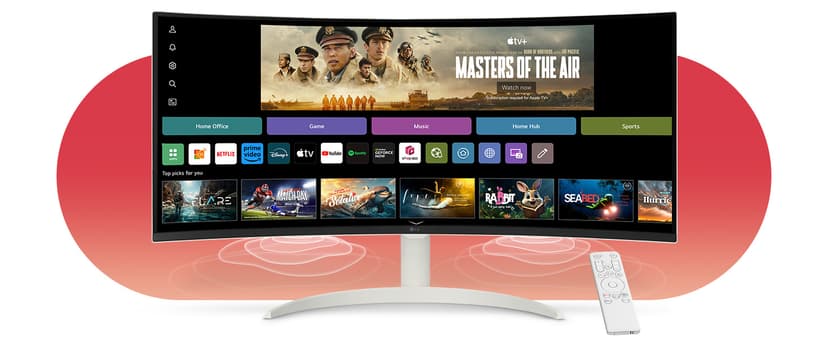 LG 34SR60QC-W 34-inch QHD (3440x1440) Curved Smart Monitor with Streaming, UltraWide Screen, webOS, HDR10, 100Hz, Built-in Speaker, AirPlay2, Screen Share, Bluetooth, ThinQ App, White
