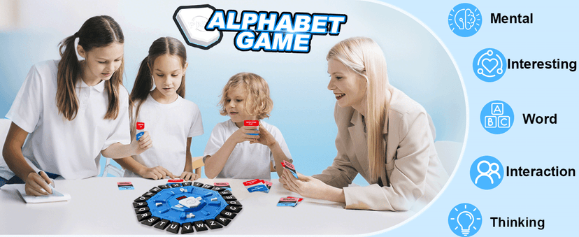 Word Game with LED Display, Alphabet Games, Fast-Paced Family Board Game for Learning Playing Game Gifts for Ages 3+ (Blue)