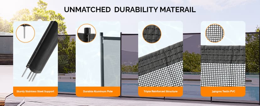 VINGLI Swimming Pool Fence for Ground and Above Pool Safety Fencing, Black (4×72FT)