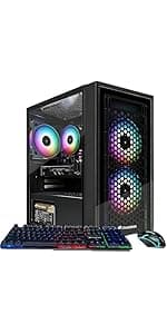 STGAubron Gaming PC Desktop Computer, Intel Core I7 up to 3.9 GHz, Radeon RX 580 8G, 16G RAM, 512G SSD, WiFi, Bluetooth 5.0, RGB Fan x6, RGB BT Sound Bar, Windows 10 Home