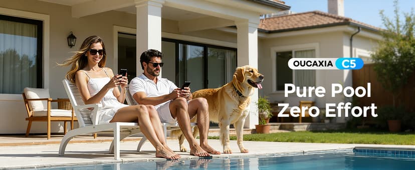 C5 Cordless Robotic Pool Cleaner with 180-Min Runtime, 2.7L Large Filter Basket & Self Parking, Pool Vacuum for Above-Ground Flat Pools up to 2200 Sq.Ft