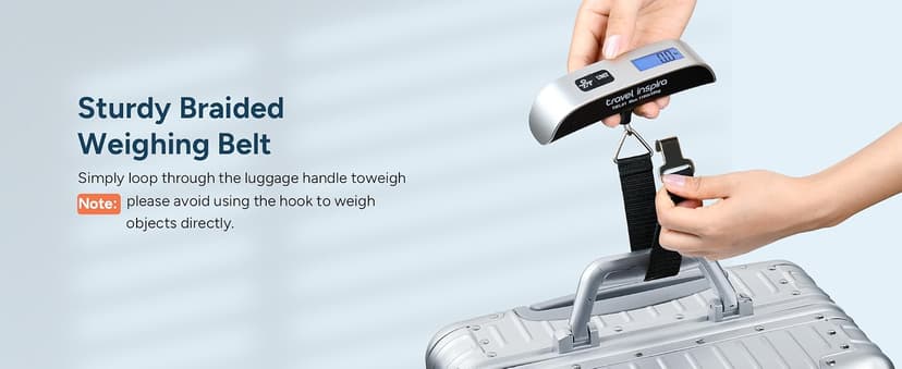 travel inspira Digital Luggage Scale – Portable Hanging Suitcase Weight Scale for Travel, 110 lb Capacity, Backlit LCD Display, Prevents Airport Overweight Fees, Battery Included B07QFTGGYF