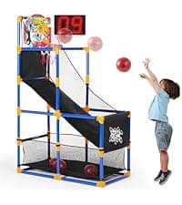 JOYIN Arcade Basketball Game Set with 4 Balls and Hoop for Kids 3 to 12 Years Old Indoor Outdoor Sport Play - Easy Set Up - Air Pump Included - Ideal for Competition