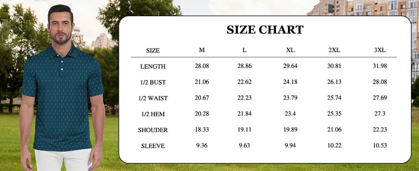 ZITY Men's Golf Shirts Short Sleeve Moisture Wicking Performance Print Patterns Casual Collared Golf Polo Shirt for Men