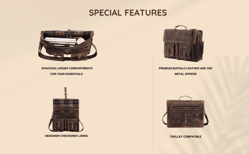 Leather briefcase 18 inch laptop messenger bag for men and women best satchel office bag