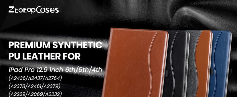 ZtotopCases for iPad Pro 12.9 6th/5th/4th/3rd Generation Case 2022/2021/2020/2018, Premium PU Leather Folio Cover, Auto Wake/Sleep, Multi Viewing Angles, Supports Pencil Pro and Touch ID, Brown