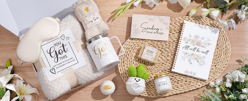 Get Well Soon Gifts Baskets for Women Self Care Gifts, Spa Care Package After Surgery Inspirational Thinking of You Sympathy Gift, Feel Better Encouragement Gift for Women Sick Friends Mom w/ Blanket