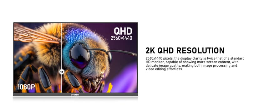 Gawfolk 27 inch IPS 2K QHD (2560×1440) Computer Monitor 75Hz Gaming PC Screen, 1ms,Adaptive Sync,100% sRGB, 1.07 Billion Colours, HDMI2.0、DisplayPort 1.4, Built-in Speaker - Black
