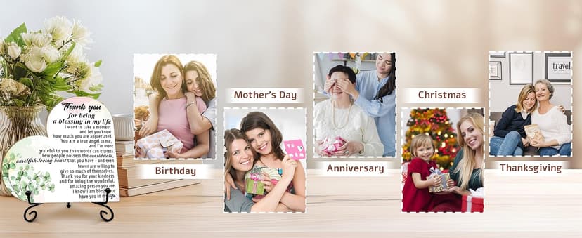 Thank You Gifts for Women, Thank You for Being a Blessing in My Life, Wooden Heart Plaque Home Decor, Birthday Mother's Day Thanksgiving Christmas Gift Ideas for Family Member Friends 5 x 5 inch - 02