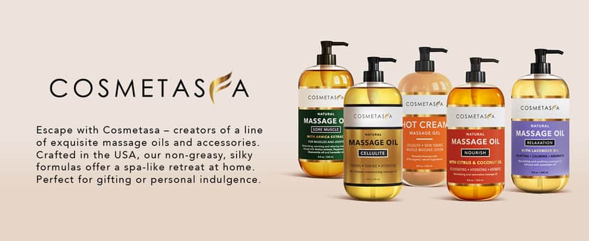 Cosmetasa Sore Muscle Massage Oil for Massage Therapy with Roller - All Natural, Cruelty-Free Massage Oils for Muscle Relaxing & Joint Comfort - Arnica Extract with Lavender & Chamomile Oil (8.8 oz)