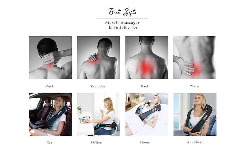 Mo Cuishle Shiatsu Back Shoulder and Neck Massager with Heat, Electric Deep Tissue 4D Kneading Massage, Best Gifts for Women Men Mom Dad, Fathers Day, Mothers Day, Christmas Gifts