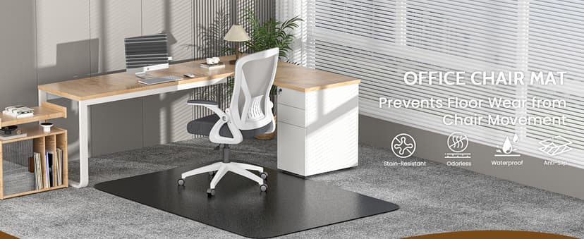 Office Chair Mat for Carpet 48”x 60”, Heavy Duty Desk Chair Mat for Low Pile Carpet with Cleats, Black Plastic Floor Mat for Gaming Chair, Smooth Rolling Carpet Chair Mat Protector