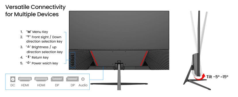 Gawfolk 27 Inch 4K Monitor IPS 60Hz, UHD 3840 x 2160p PC Monitors, Computer Dispaly for Home & Office, Support HDMI & DP, Wall Mount Compatible