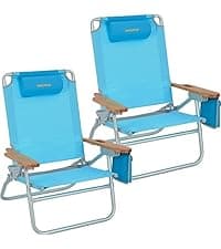 #WEJOY Folding Beach Chair for Adults, Lightweight Beach Chair with Shoulder Straps, High Back Camping Chairs with Hard Armrest, Supports 300lbs for Outdoor Lawn Concert