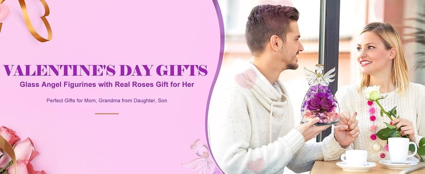 Beferr Birthday Gifts for Women Mom Fresh Flowers for Delivery Prime Forever Preserved Rose in Glass Angel Figurine for Grandma Sister Daughter Wife
