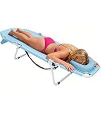 DoCred Heavy Duty XXL Tanning Chair with Face Hole&Mat, Oversized 5-Position Folding Chaise Lounge Chairs for Outside, Portable Beach Lounge Chair for Outdoor Sunbathing Beach Pool Lawn Camping