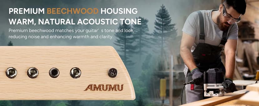AMUMU SP60BCM Magnetic Passive Soundhole Humbucker Pickup for Acoustic Guitars