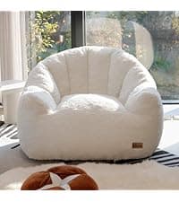 Bean Bag Chair, Cozy Fluffy Beanbag Chairs with Filler for Teens and Kids, Floor Lazy Sofa for Living Room Gaming & Reading (M-Charcoal)