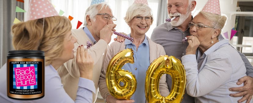 Homsolver 60th Birthday Gifts for Women Men, Happy 60th Birthday Decorations Candles Gift for Her Him, Funny 60 Years Old Ideas- Lavender Scented Candle