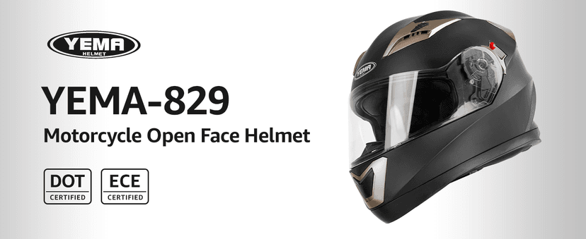 Motorcycle Full Face Helmet DOT Approved - YEMA Helmet YM-829 Motorbike Moped Street Bike Racing Casco Moto Helmet with Sun Visor for Adult,Youth Men and Women