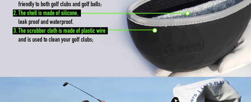 GAIARENA Golf Cleaning Bag Pouch Golf Ball Washer Club Cleaner with Scrub and Wipe Cloth Gifts Ideas for Golfers On-Course Golf Accessories B0GCX81D1Y